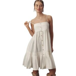 Pilcro x Anthropologie - Sleeveless Ruffle Hem Midi Dress Ivory Cotton Sz S